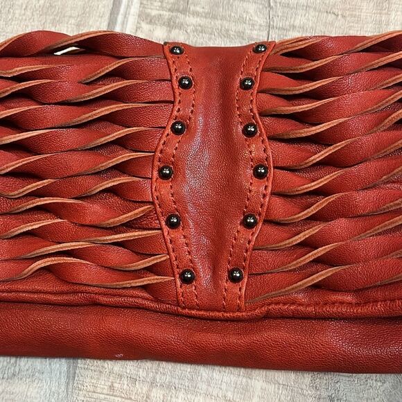 7Chi pocketbook leather tomato red folding purse missing strap - Picture 2 of 13
